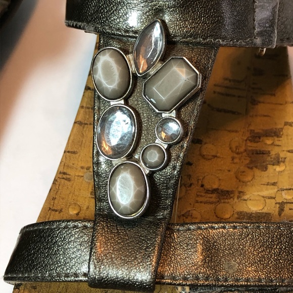 Vionic Viviana sandal pewter gray metallic embellished comfort Orthaheel size 5M - Picture 3 of 8